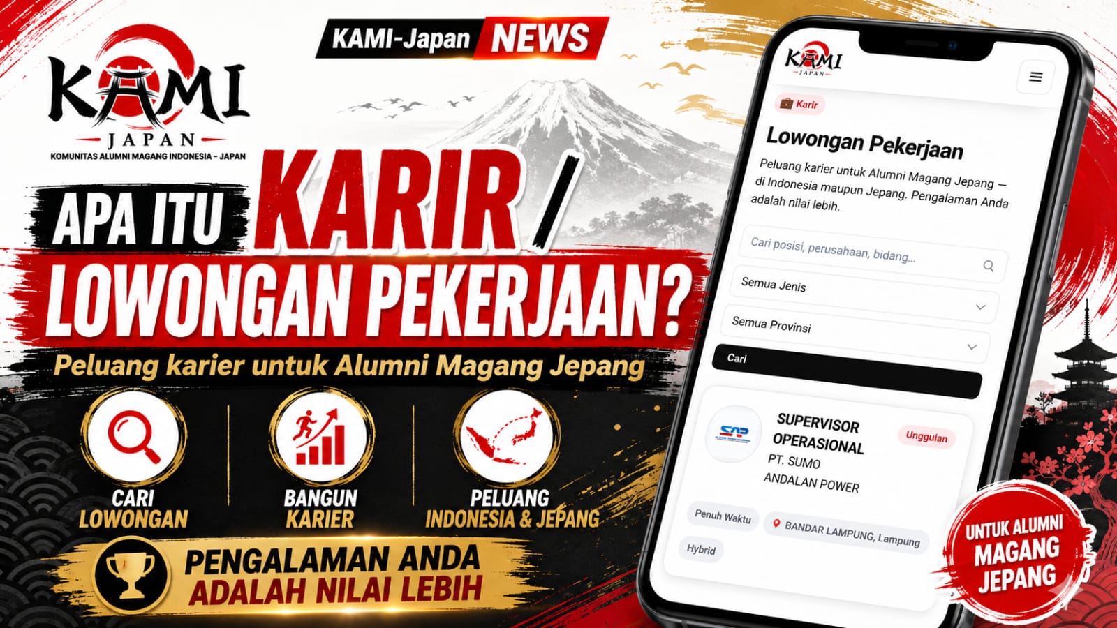 Apa Itu Menu Karir / Lowongan Pekerjaan KAMI-Japan? Jadikan Pengalaman Jepang Modal Naik Kelas