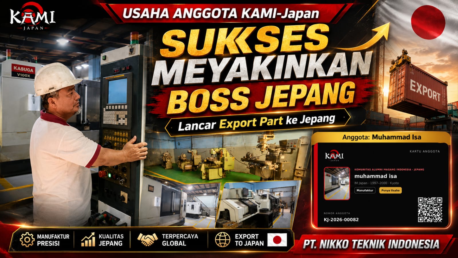 Usaha Anggota: Sukses Meyakinkan Boss Jepang, Kini Produksi Part di Indonesia & Ekspor ke Jepang