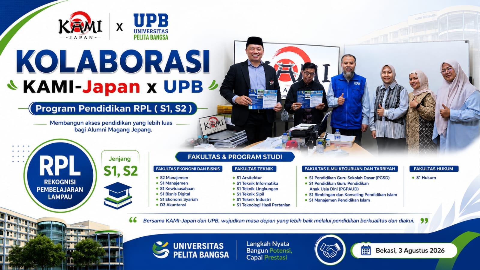 KAMI-Japan dan Universitas Pelita Bangsa Jajaki Kolaborasi Program Pendidikan RPL Jenjang S1 dan S2