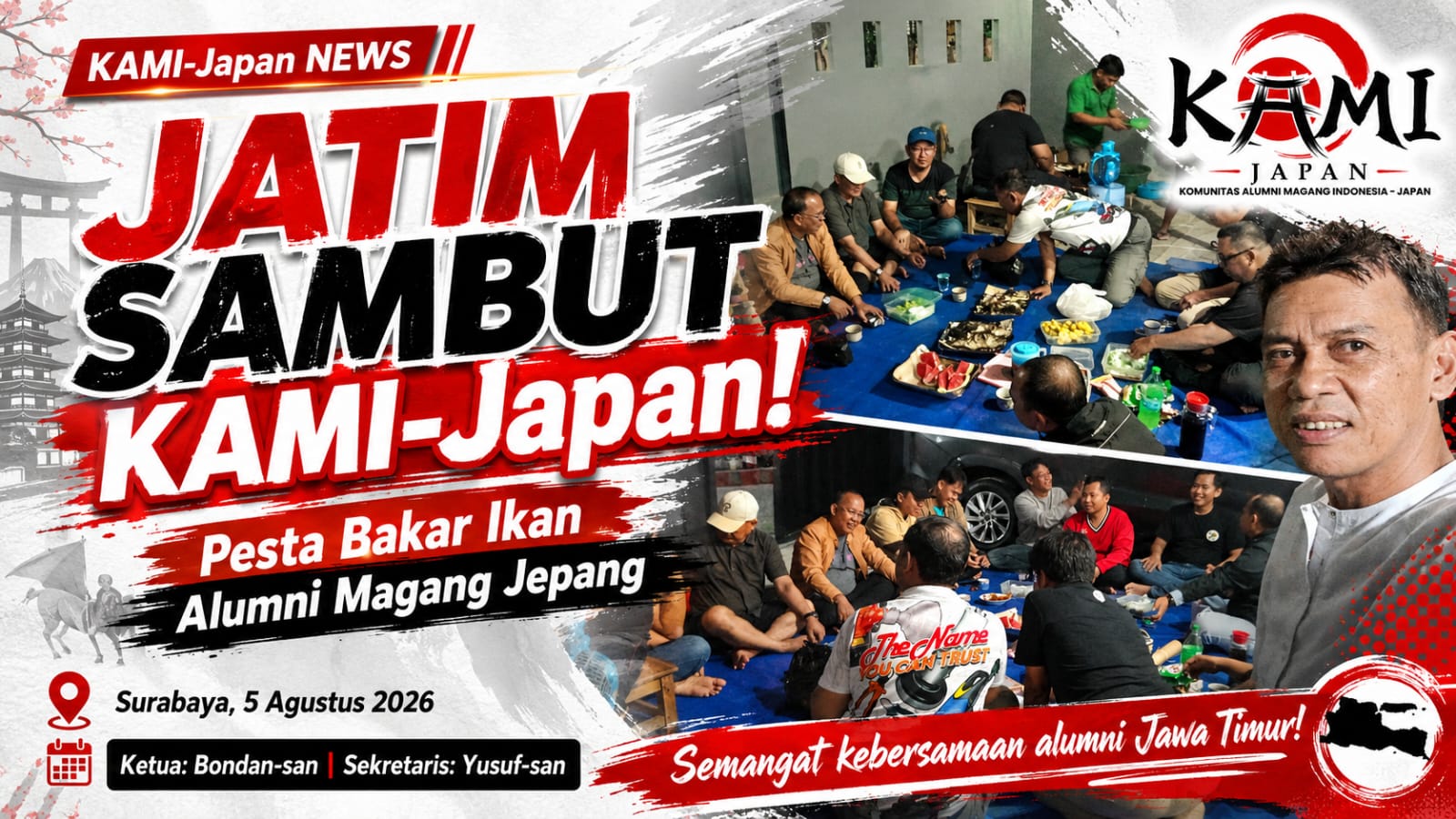 Alumni Magang Jepang Jawa Timur Sambut KAMI-Japan dengan Pesta Bakar Ikan